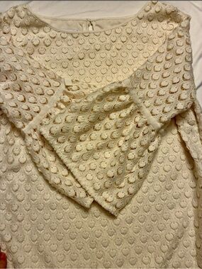 RSVP by Talbots Corded Lace Blouse Cream Fully Lined Classic Elegance Large